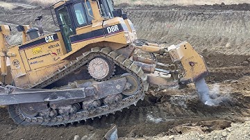 Cat D8R Dozer Ripping Rock Layers On A Road Construction Site - Sotiriadis/Labrianidis 4k