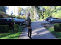 Granate walking in the park, thigh high PVC boots lace-up front, high heels, leather micro shorts