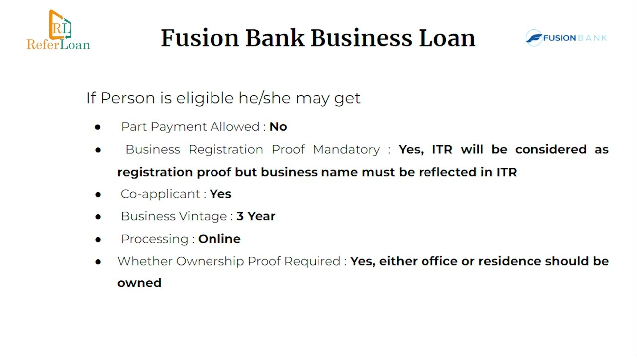 "Fusion Bank Business Loan Policy 2024 | Eligibility, Application Steps & Key Benefits"
