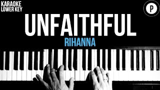 Video thumbnail of "Rihanna - Unfaithful Karaoke SLOWER Acoustic Piano Instrumental LOWER KEY"