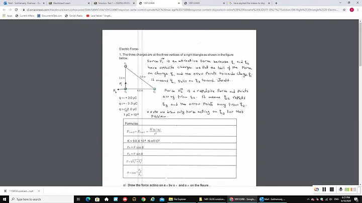 E / Solution EM Right triangle with 3 charges Elec...