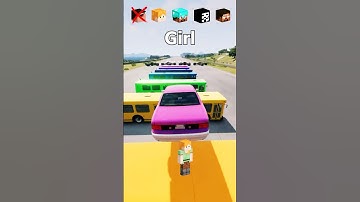 NOOB vs Girl vs PRO vs HACKER vs HEROBRINE Cars Jump Challenge! 😂 🚗  #shorts #beamngdrive