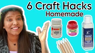 HOW TO MAKE : 6 Homemade CRAFT Items || Acrylic paint + Gesso + Varnish + Dotting Tools #craft