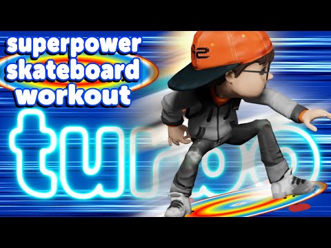 Turbo X: superpower skateboard workout for kids. Game style exercises & fun superhero fitness.