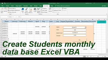 Create Students Monthly payment Database Excel VBA