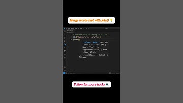 Join List to String in One Line! 🚀#Python #CodingTips #OneLiner #PythonTricks #DevShorts#Programming