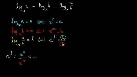 Démonstration : a log b = log(b^a), log a - log b = log(a/b)