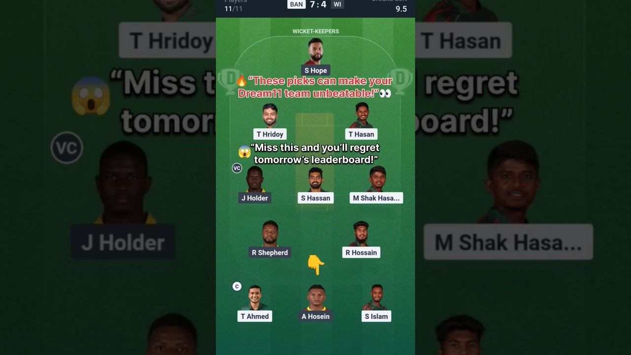 BAN vs WI Dream 11 Prediction 