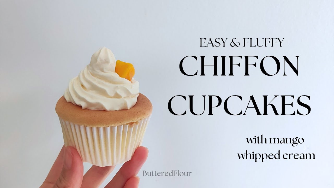 Chiffon Cupcakes with mango whipped cream