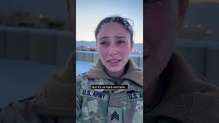 She Tried to Stay Strong… But Missed Home 💔❄️ #soldier #armywoman #militarylife #emotional