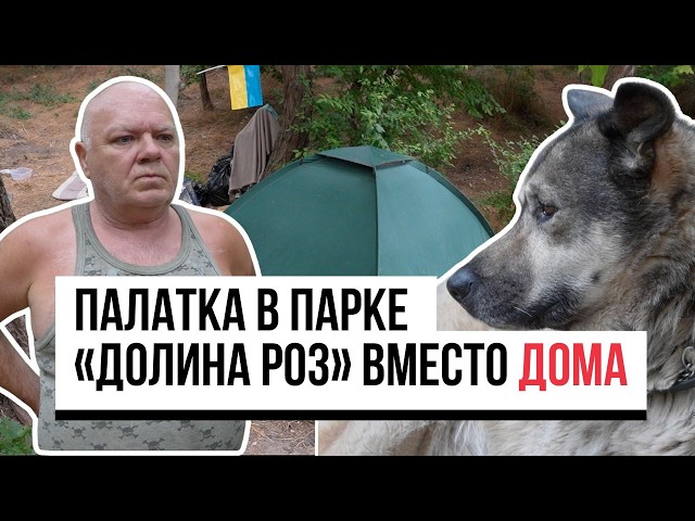 Палатка в парке «Долина роз» вместо дома. История украинского беженца Владимира и его собаки