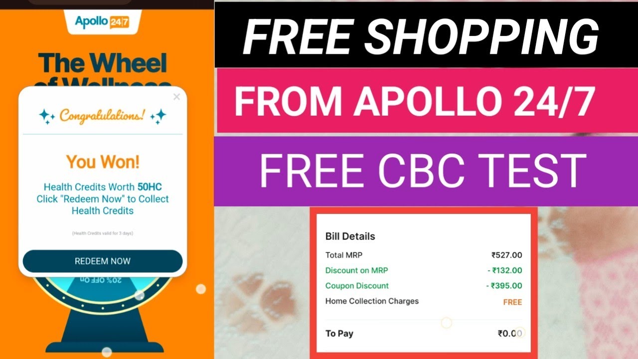 Apollo Free Circle Membership + Free Shopping + Free CBC TEST | Apollo 24/7 New Lott Offer|
