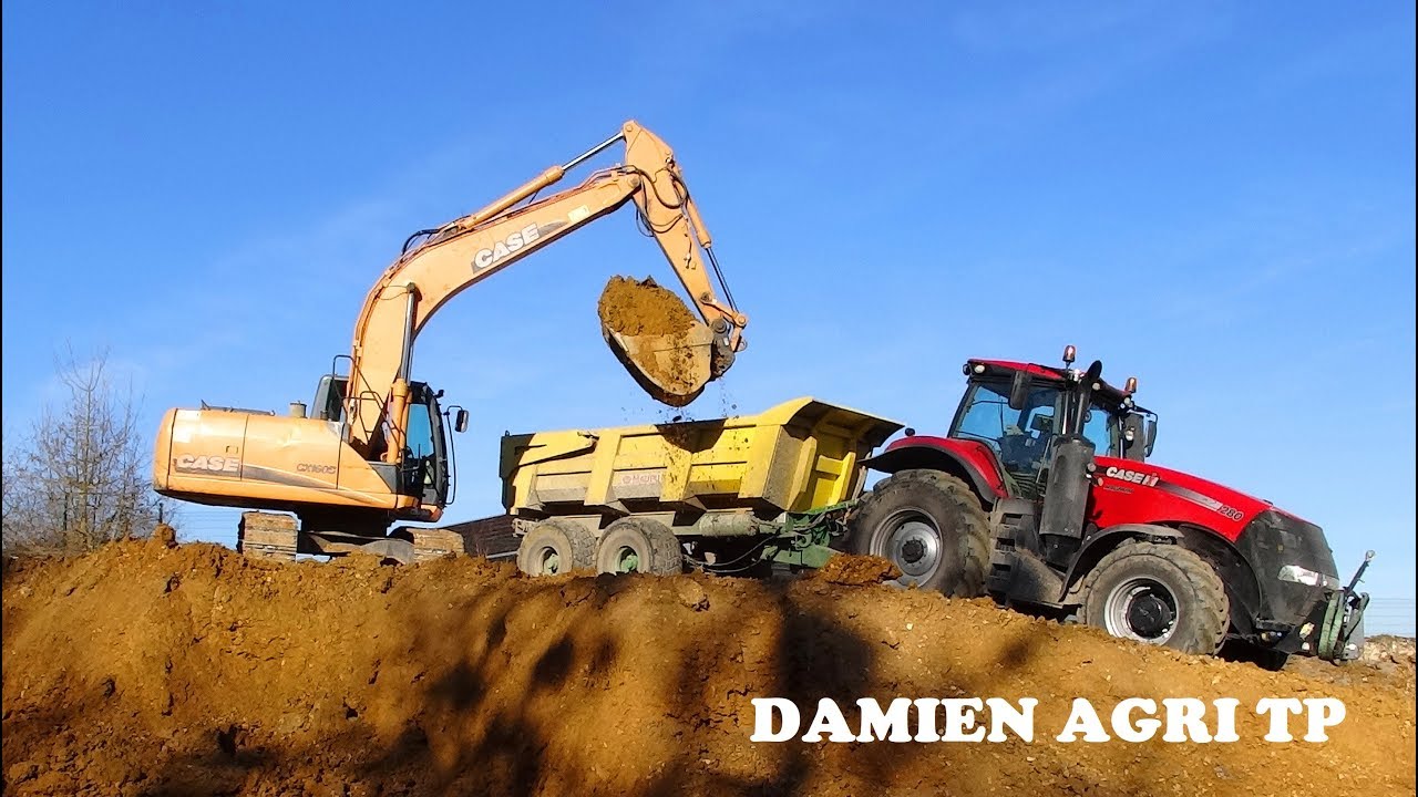Terrassement d'un Batiment / Pelle Case & 5 tracteurs / Entreprise Montagu