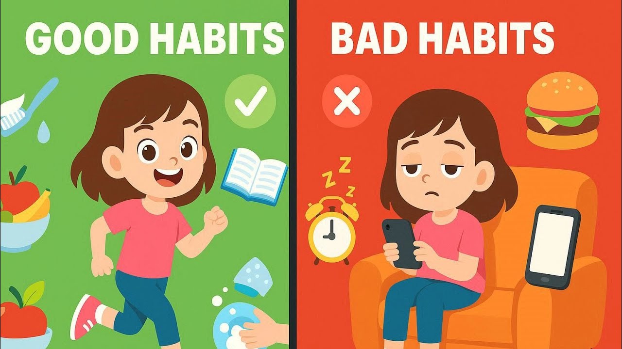Good Habits Vs Bad Habits Learning Video For Kids #habits - YouTube