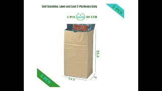 Leaf-Lawn Refuse-Waste Paper-Bags Garden-Home Heavy-Duty Refuse-Bags -8-Gallon 30-LTR Brown-Overview