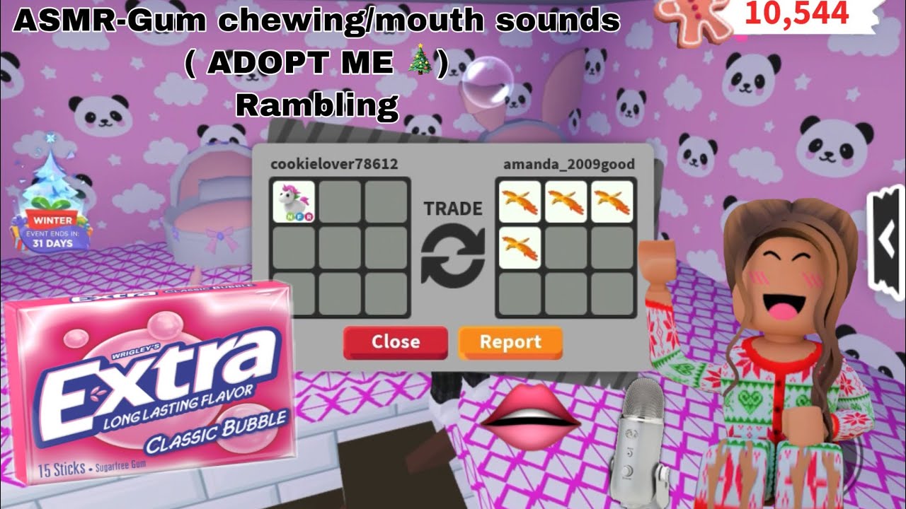 ASMR-Gum chewing,mouth sounds/Adopt me 🎄 🎅🏻) Rambling