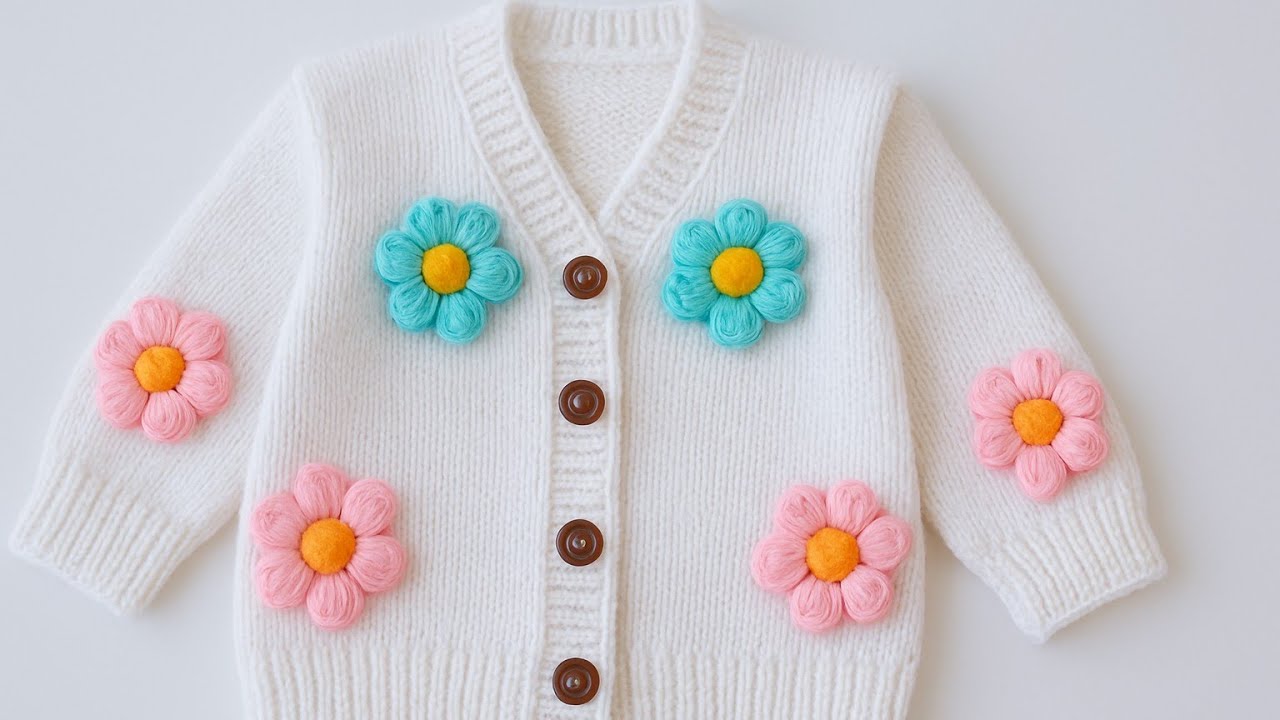 3 YAŞ ÇİÇEKLİ HIRKA YAPILIŞI ✅ CROP HIRKA ✅ PAPATYALI HIRKA YAPILIŞI ✅ CROCHET ✅ KNİTTİNG