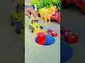 Jcb Buldozar pushing red pink yellow And red car in pit #jcbtoy #jcb #jcbjcb #jcbvideo