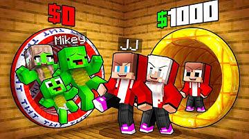 JJ and Mikey: POOR vs RICH Choose A Tunnel Family Battle in Minecraft - Maizen