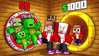 JJ and Mikey: POOR vs RICH Choose A Tunnel Family Battle in Minecraft - Maizen