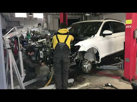 Демонтаж двигателя с Volkswagen Tiguan 2020 года выпуска