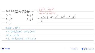 The result of (sin 75-sin 15)/(cos 75+cos 15)=. . . .