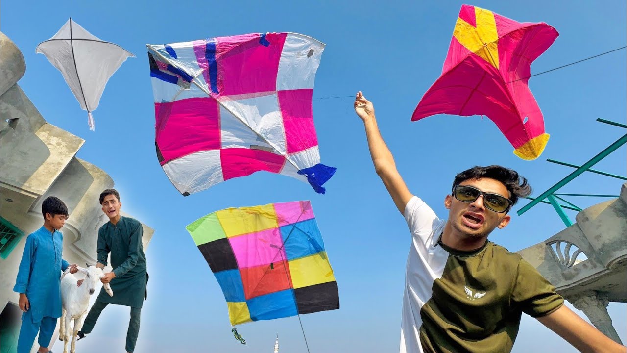 ColourFul Big Kite Flying Vs Somsa Eggs Challenge