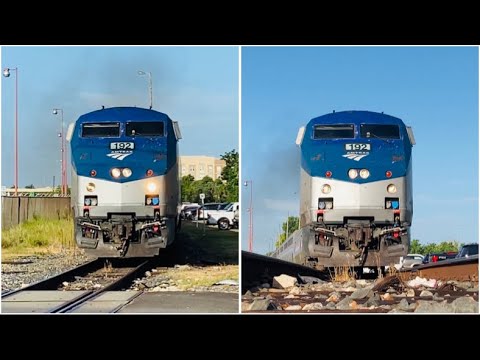 Amtrak train 1 runs my camera over with nice K5LA in Houston, TX on 6 ...