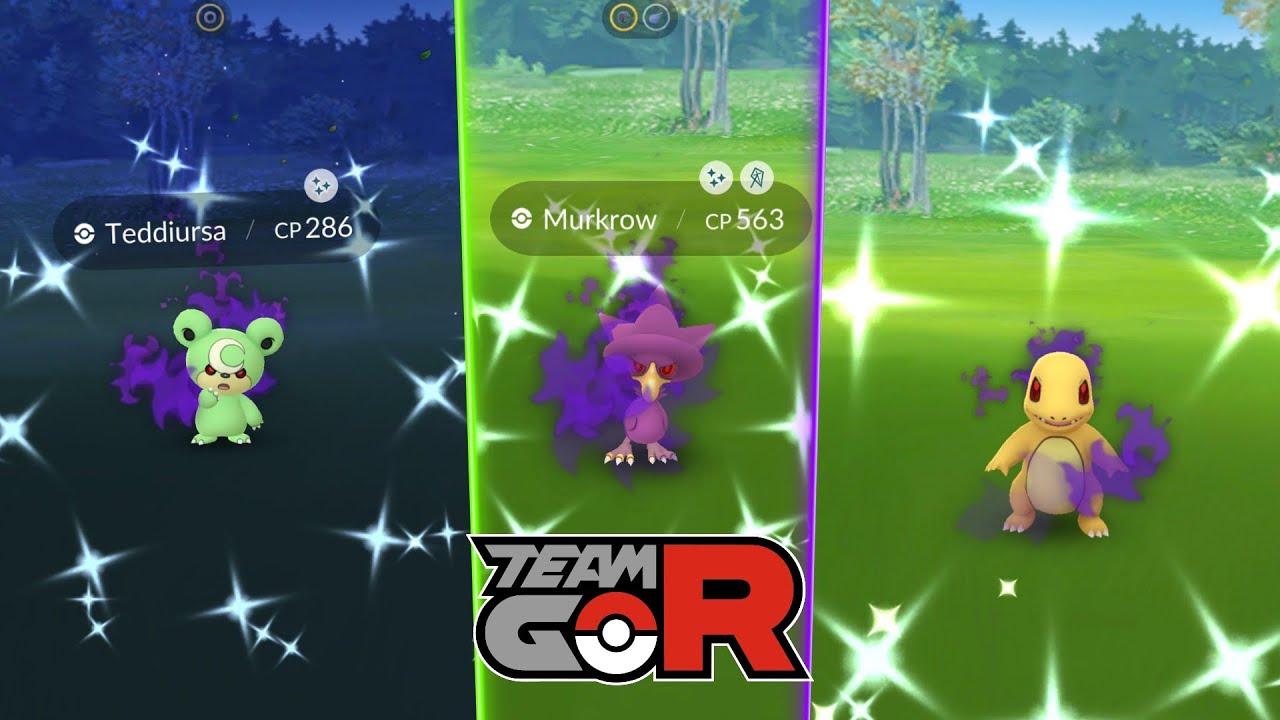 Pokemon All 3 New shiny Shadow Larvitar,Murkrow,Teddiursa Cat ch - Read  describe