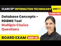 Database Concepts RDBMS Tool - Multiple Choice Questions | Class 12 IT Unit 1 CODE 802 Part B| CBSE