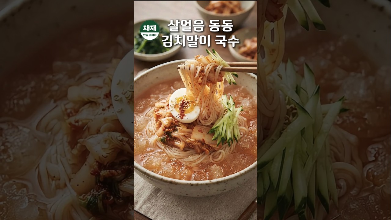 살얼음 동동 김치말이 국수 레시피 숏폼 썸네일