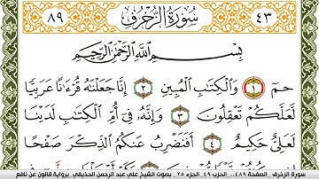 سورة الزخرف مكتوبة علي عبد الرحمن الحذيفي Surah Al Zokhrof  برواية قالون عن نافع