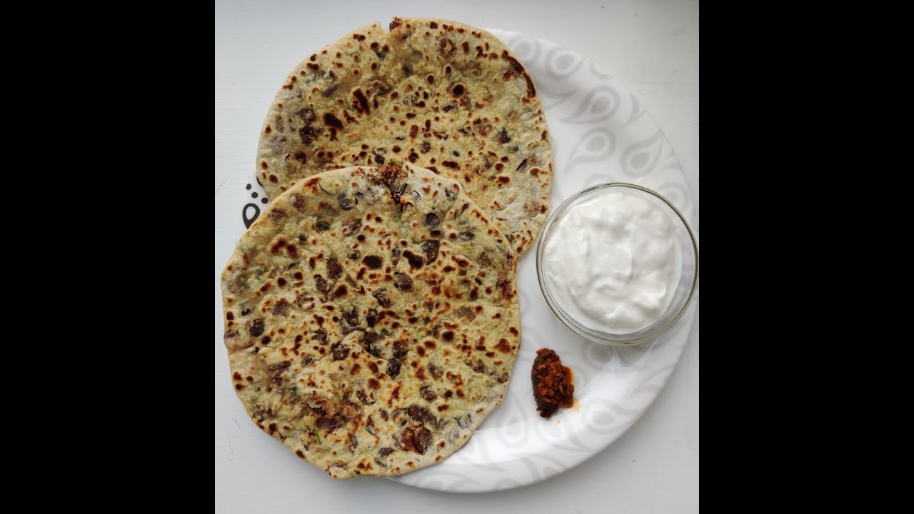 Black Chana Paratha Chickpea Kale chane curry breakfast recipe