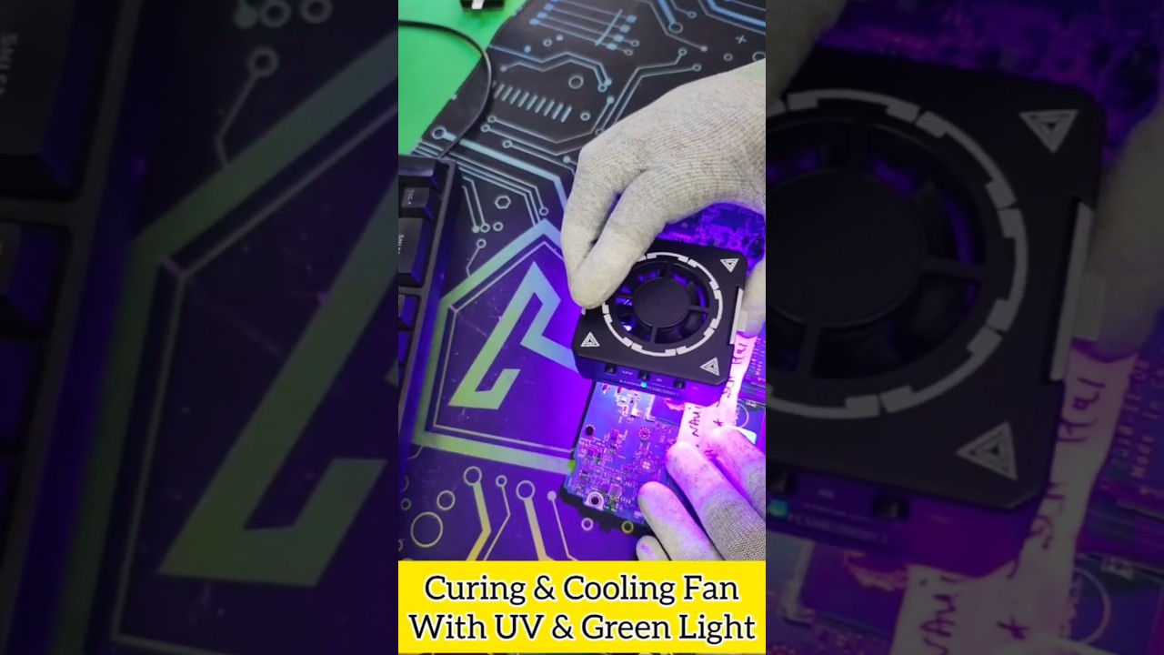 3‑in‑1 UV & Green Light Curing Fan – Cooling, Dust Detection & Smoke Exhaust.