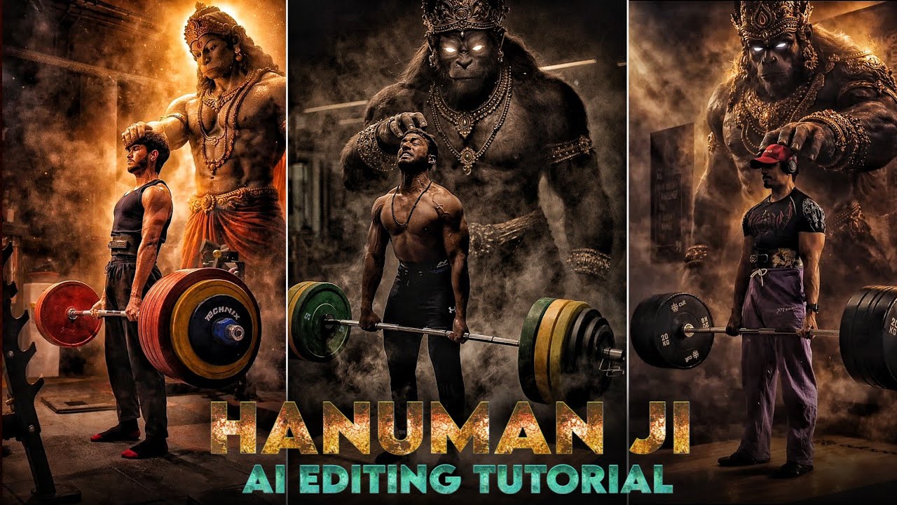 Редактирование постера спортзала Ханумана Джи 🔱 | Урок по фотоманипуляции в ИИ | Кинематографичес...