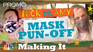 Nick Offerman and Amy Poehler Go Mask-to-Mask in a Pun-Off  | Making It
