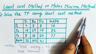 Lec-22 Least Cost Method Transportation Problem || Unbalanced || In Hindi || Example Solution