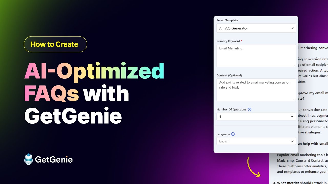 How to Write AI Search-friendly FAQs with GetGenie - YouTube