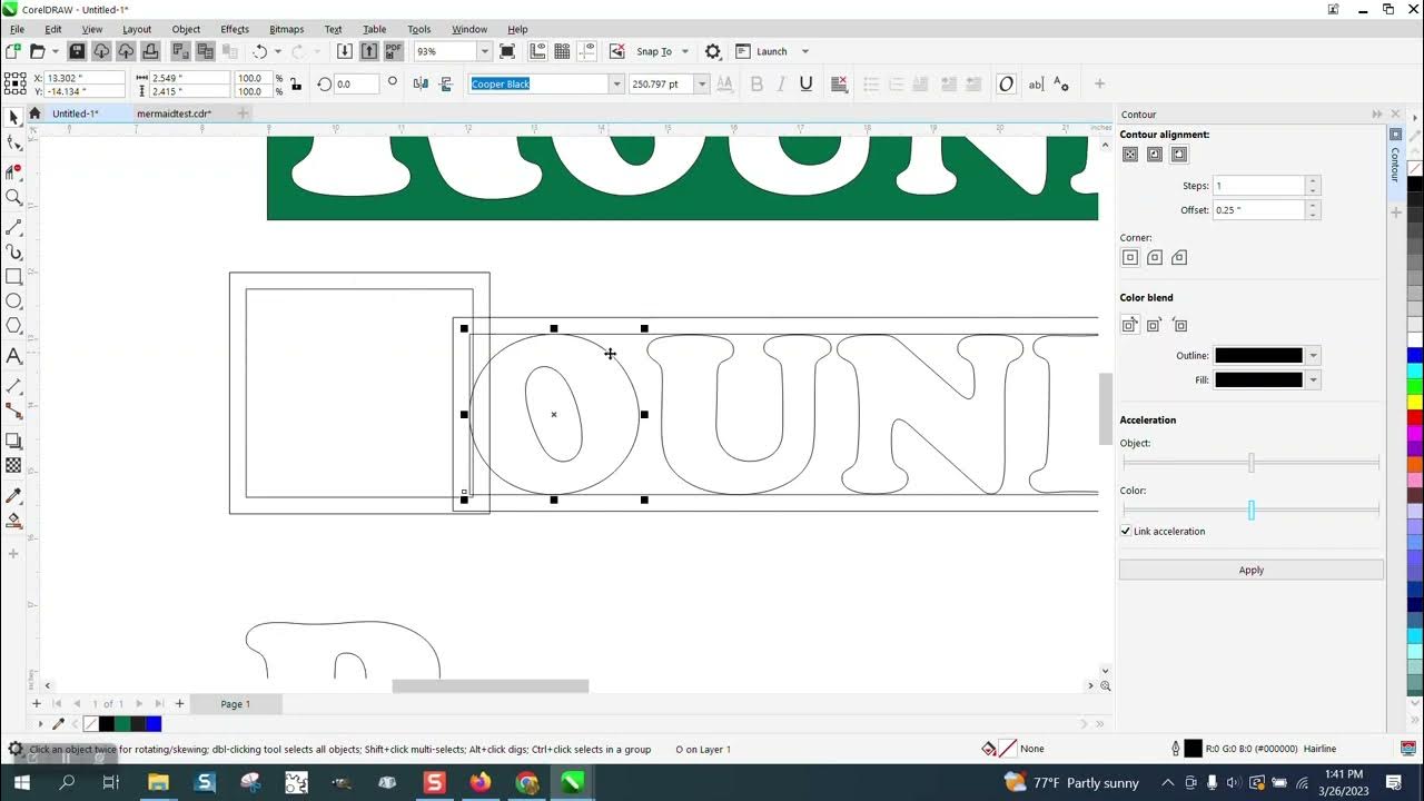 Corel Draw Tips & Tricks Few Tricks for a Contour around a Word YouTube