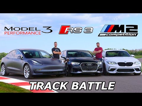 tesla-model-3-vs-bmw-m2-competition-vs-audi-rs3---track-review-//-drag-race-&-lap-times