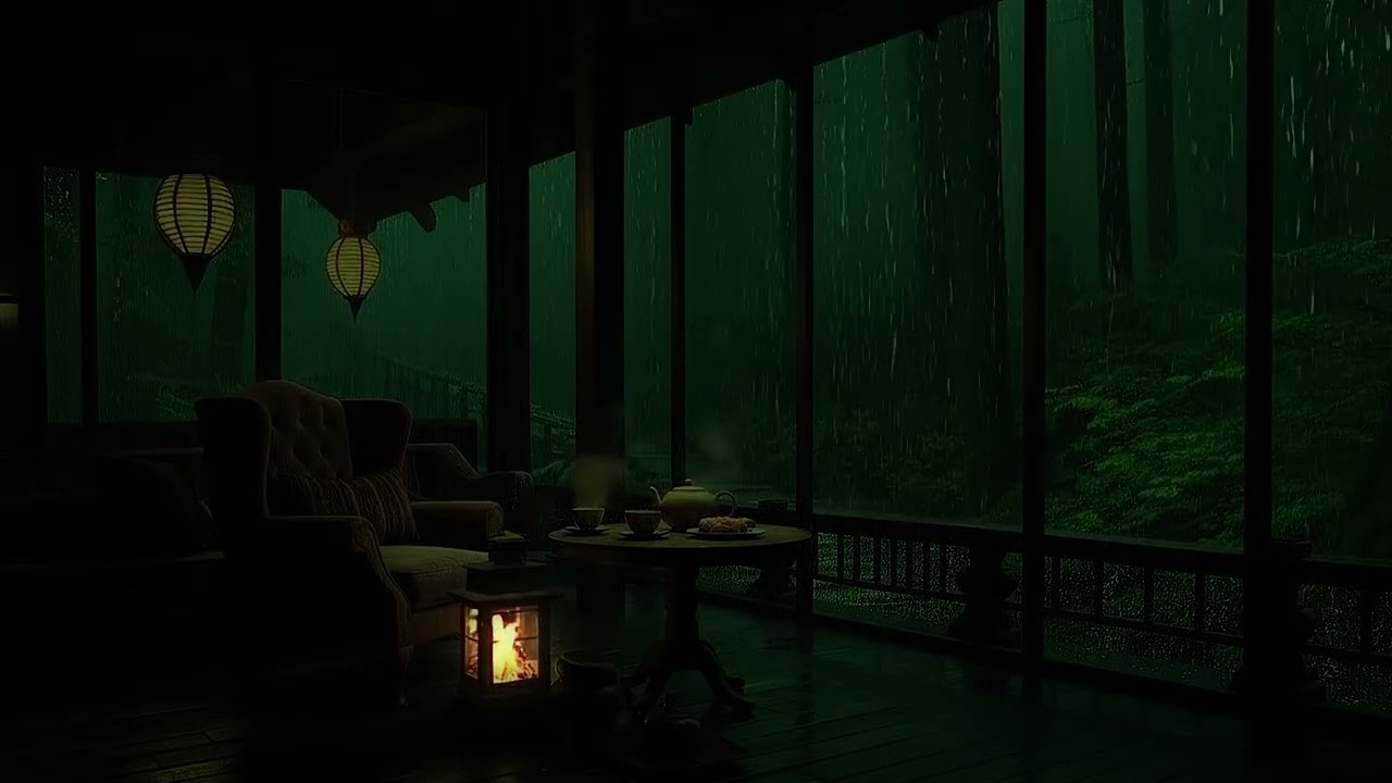Thunderstorm Night at a Cozy Cabin 🌧 Heavy Rain Sounds for Stress Relief and Peaceful Sleep