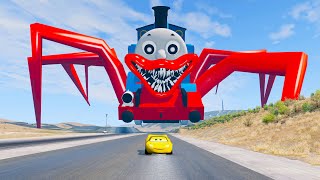 Epic Escape of Lightning McQueen from Super Giant Thomas Eater | McQueen vs Thomas | BeamNG.Drive