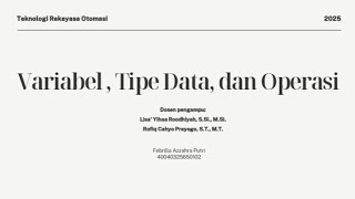 2_Mengenal Variabel dan Operasi Sederhana Dalam Pemrograman