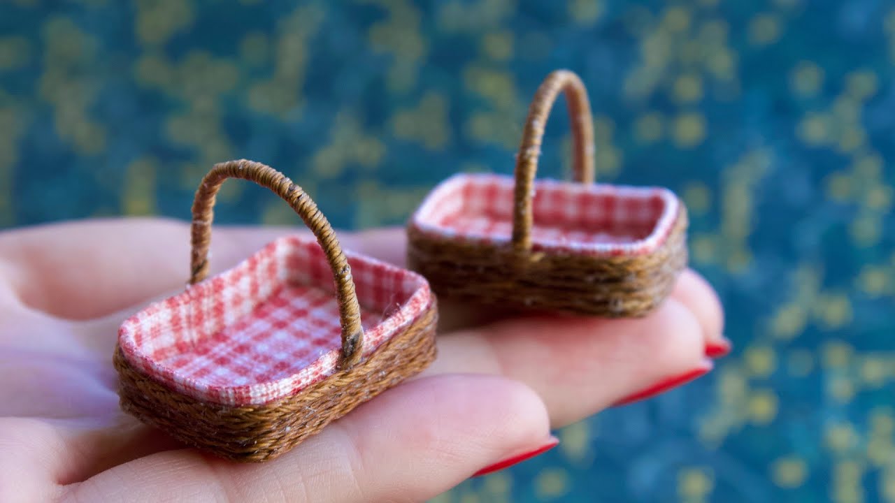 DIY Miniature Basket Tutorial, How to make Picnic Basket