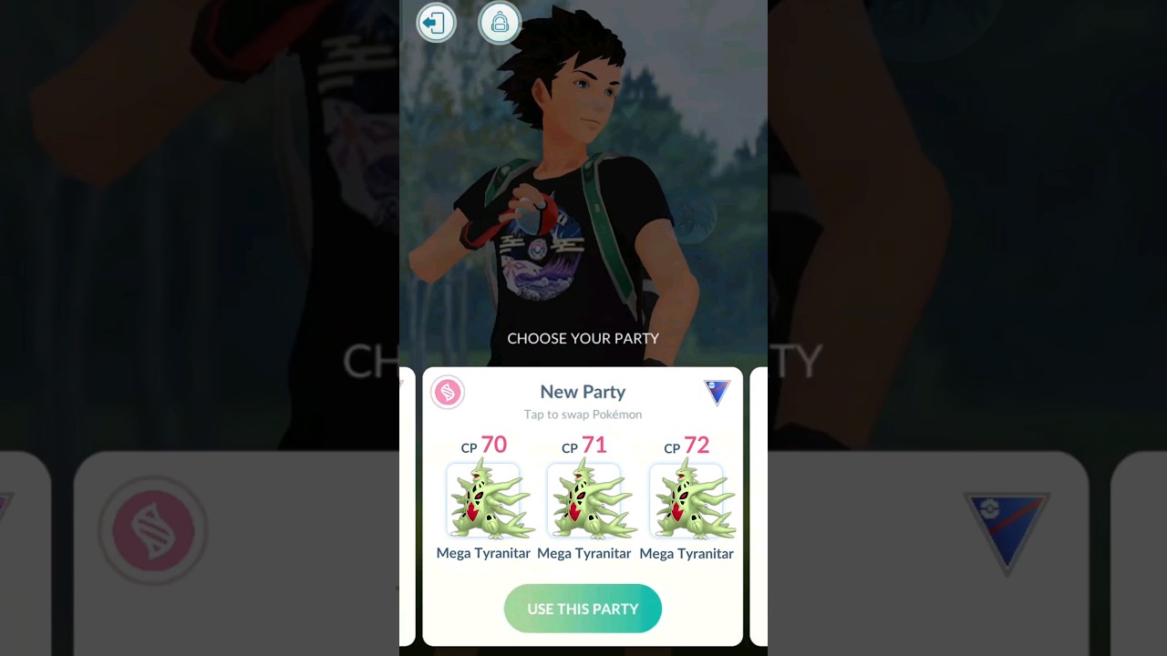 using TRIPLE 70CP MEGA TYRANITAR Team in Pokemon GO.