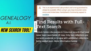 New AI Genealogy Tool From FamilySearch