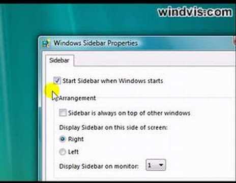 Disable Windows Vista Sidebar