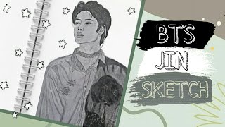 BTS jin sketch by pencil/ kim seok-jin sketch/ BTS sketch/ 방탄 소년단  스케치 / 진 스케치 #shorts