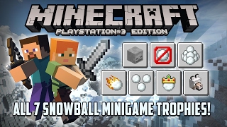 Minecraft PS3 Edition: All Snowball Minigame Trophies! w/ Split Screen! (Trophy Guide)