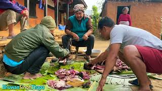 Best Pork Cutting In Village Style / Pork Cutting And Dividing / Bhuwan Singh Thapa